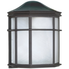 1 Light - 10 - Cage Lantern Wall Fixture - Die Cast, Linen Acrylic Lens - Textured Black