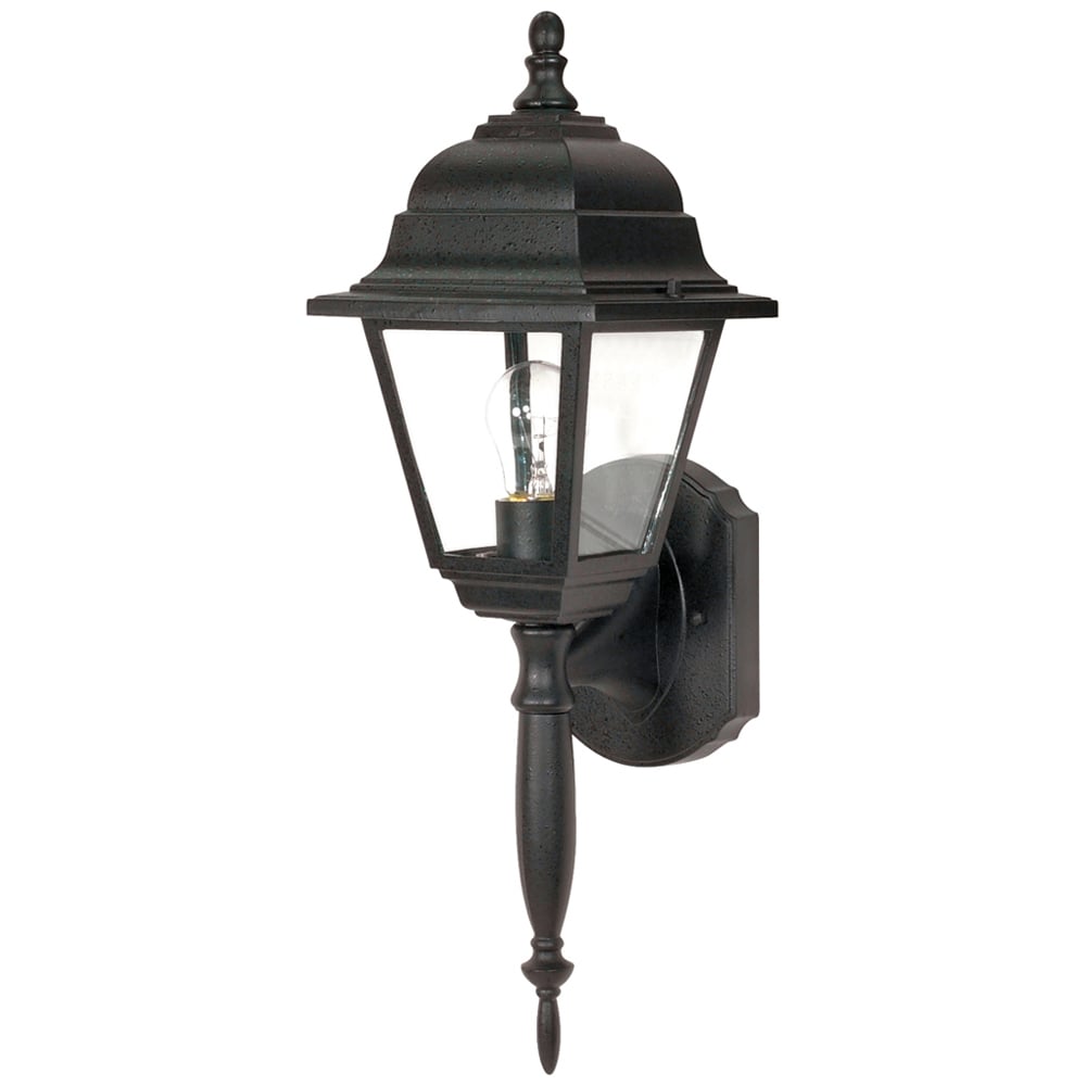 Briton - 1 Light - 18 - Wall Lantern - w/ Clear Seed Glass - Textured Black