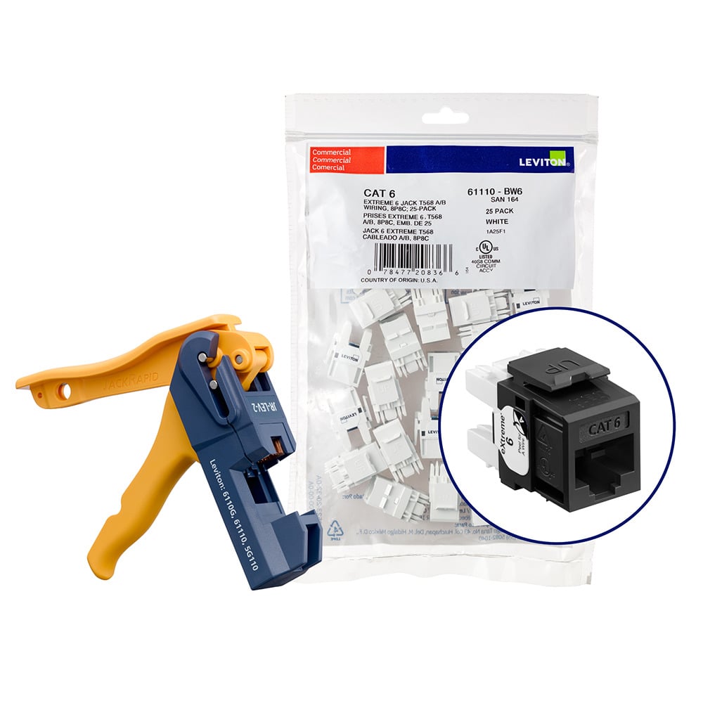 150 eXtreme CAT6 Plus QuickPort Connectors. Kitted with Jack Rapid Tool - Black
