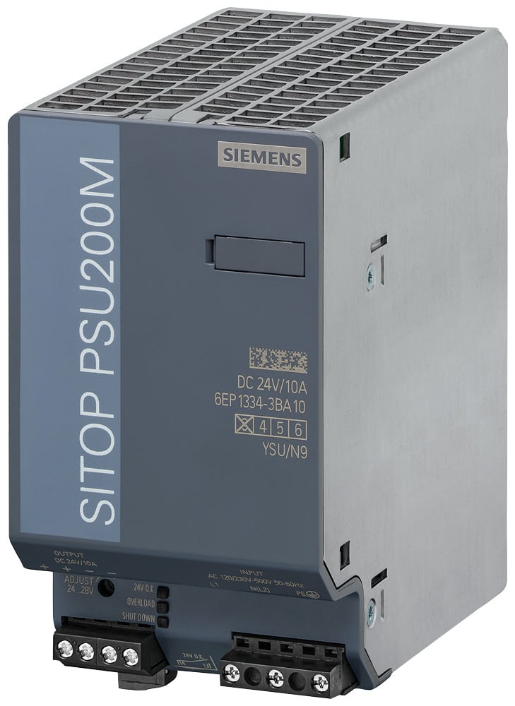 SITOP PSU200M 10 A STABILIZED POWER SUPPLY INPUT 120/230-500 V AC OUTPUT 24 V/10 A DC