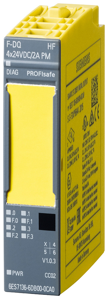SIMATIC dp, electron. module f. et 200sp, f-dq 4xDC 24v/2a, 15 mm width, up to pl e (iso 13849) up to sil 3 (iec 61508)