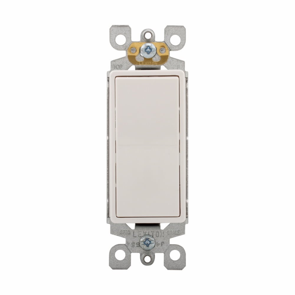 Eaton standard grade decorator switch, Auto-grounding, #14-12 AWG, 15A, Flush, 120/277V, Back/push, Decorator, Maintained, White, Motor Control, Fan, LED, Incand, ELV,MLV,CFL, Florscnt, Halogen, Three-way, Thermoplastic 737398