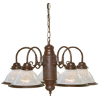 5 Light - 22 - Chandelier - With Clear Ribbed Shades - Old Bronze