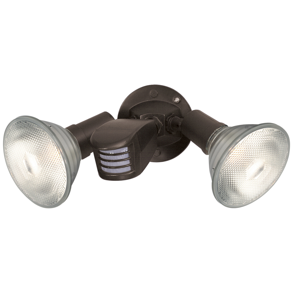 2 Light - 10 - Flood Light, Exterior - PAR38 w/Adjustable Swivel & Motion Sensor - Black