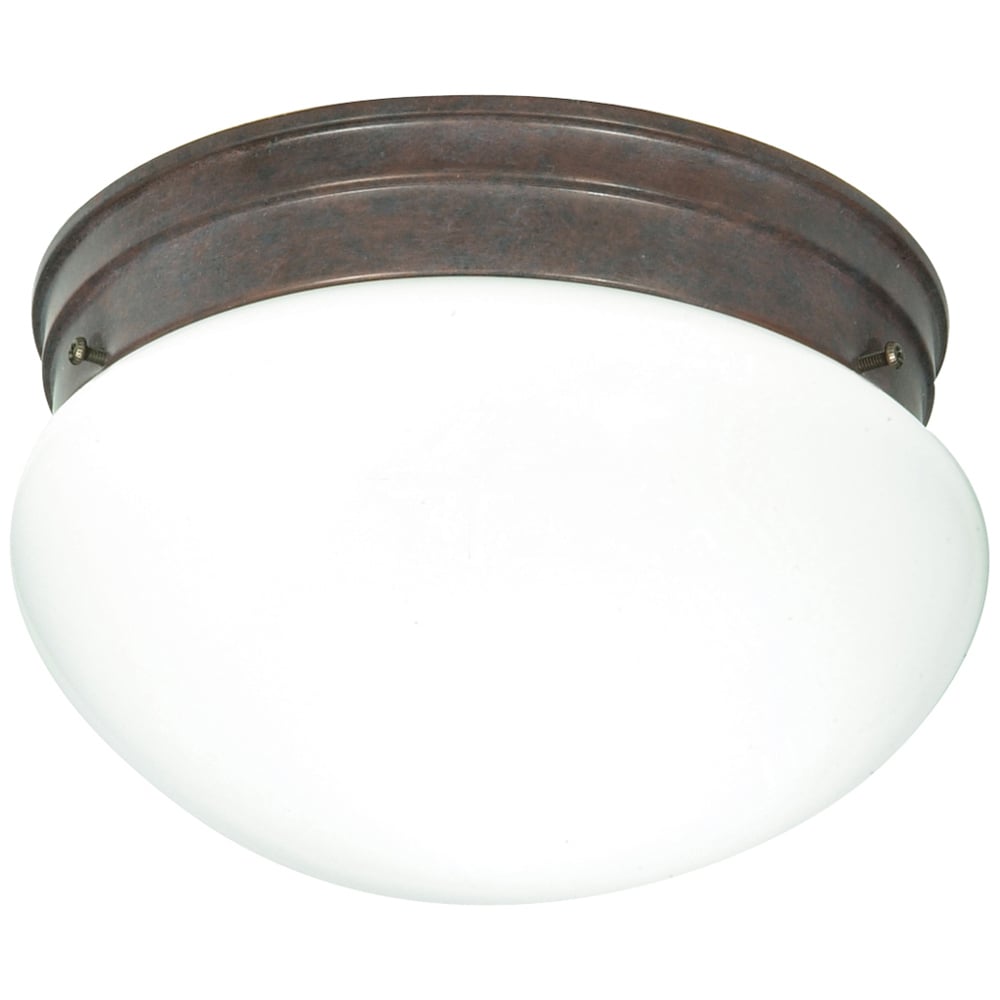 2 Light - 10 - Flush Mount - Medium White Mushroom - Old Bronze