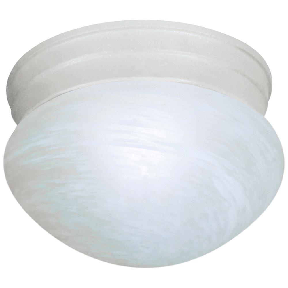 1 Light - 8 - Flush Mount - Small Alabaster Mushroom - Textured White