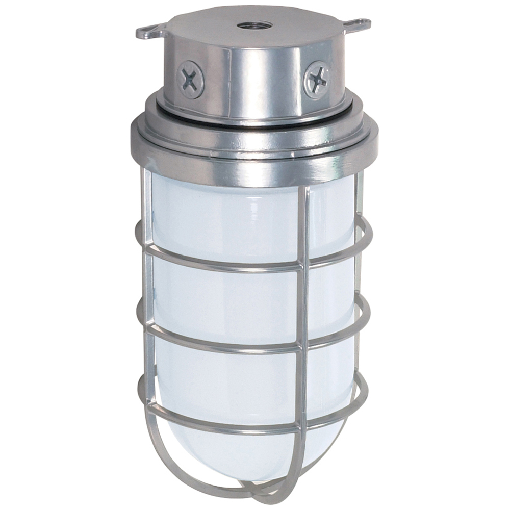 1 Light - 10 - Industrial Style - Surface Mount w/Frosted Glass - Metallic Silver