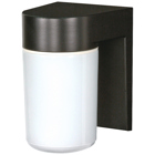 1 Light - 8 - Utility, Wall Mount - With White Glass Cylinder - Black