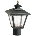 1 Light - 13 - Post Lantern - Coach Lantern w/Brass Trimmed Acrylic Panels - Black