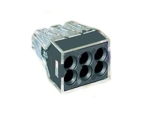 PUSHWIRE®  splicing connector; 6-conductor; black; Box of 50 pieces