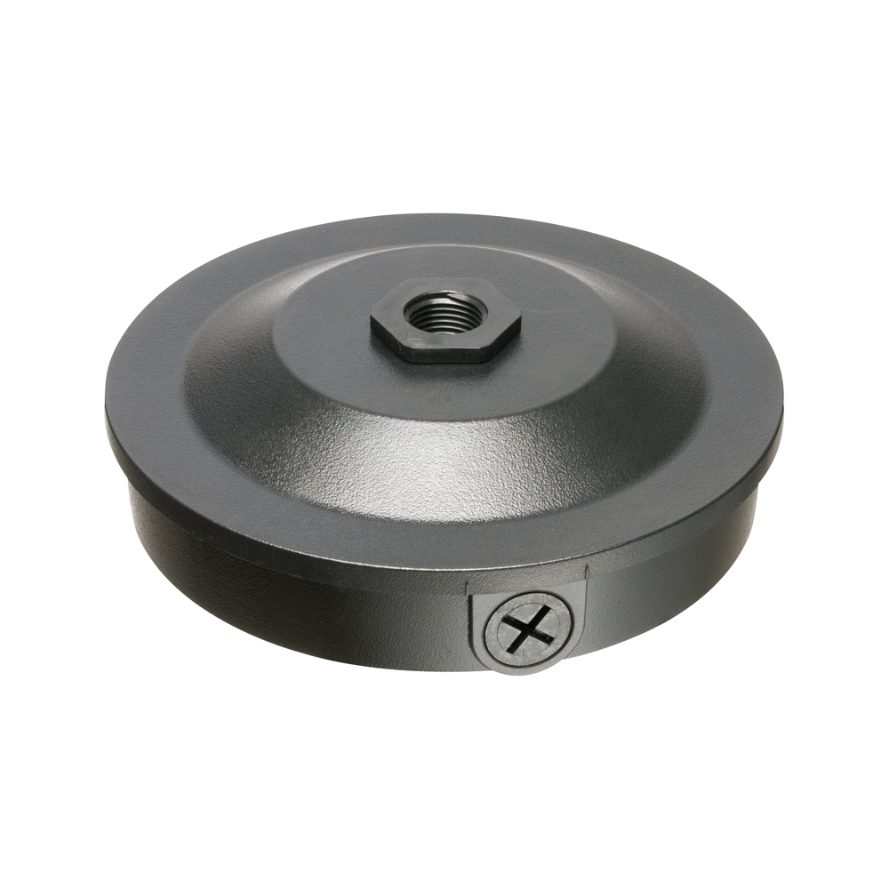 Versatile box for power or low voltage. Mounts security cameras, fixtures, detectors and more inside or out. Box includes 3/4" to 1/2" reducing bushing. Mounts to conduit with threaded opening on back of box. Color Black