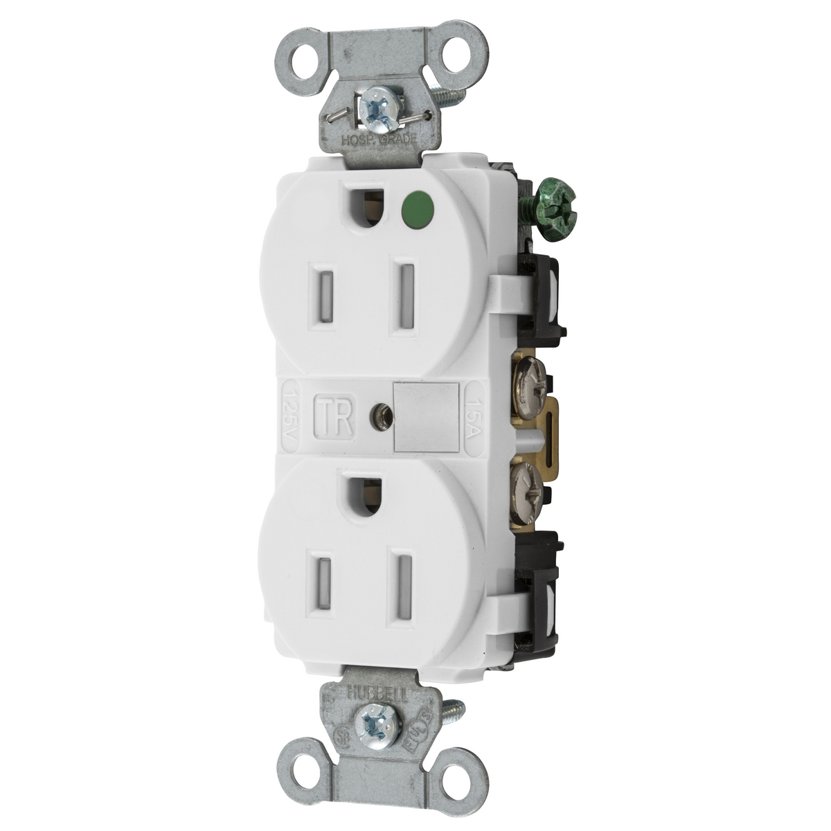 Straight Blade Devices, Tamper Resistant, Duplex Receptacle, Hubbell-Pro, Hospital Grade, 15A 125V, 2-Pole 3- WireGrounding, 5-15R, White