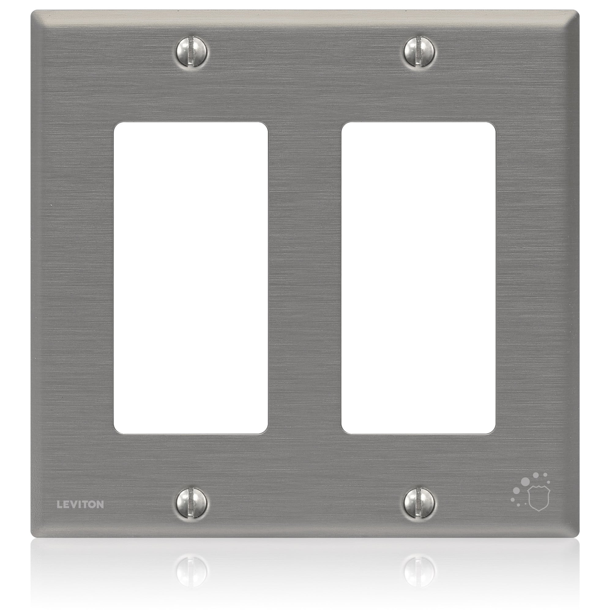 Wallplate 2 Gang 2 Decora. Antimicrobial Protected. Powder Coated Stainless Steel Type 302.