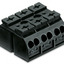 Feed-through/thru chassis-mount terminal strip with 1-deck/level - Wago (862 series) - Black - 3 feed-through poles (3P) / 12-wires (6 push-in + 6 push-in) (6+6) - for 0.5mm2...4mm2 / for #20AWG...#12AWG - Rated current 32A - with Push-in CAGE CLAMP spring connections - 3mm screw+nut mounting