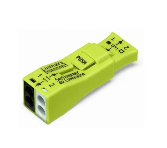PUSHWIRE®  splicing connector For Luminaire Disconnect; 2-pole; yellow; Box of 25 pieces