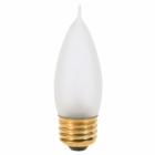 Incandescent Decorative Lamp, Designation: 40CA10/F, 130 V, 40 WTT, CA10 Shape, E26 Medium Base, Frosted, CC-2V Filament, 2500 HR, Lumens: 360 LM Initial, 4-1/4 IN Length, 1-1/4 IN Diameter