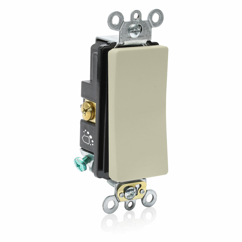 Switch Standard Antimicrobial Treated Decora Plus, Quiet Single Pole 20A-120/277V Ac 1Hp At 120V, 2Hp At 240V -  Ivory