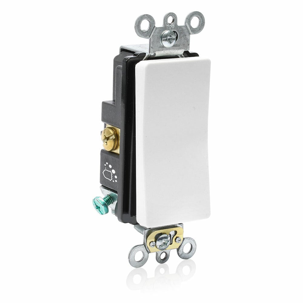 Switch Standard Antimicrobial Treated Decora Plus, Quiet Single Pole 20A-120/277V Ac 1Hp At 120V, 2Hp At 240V -  White