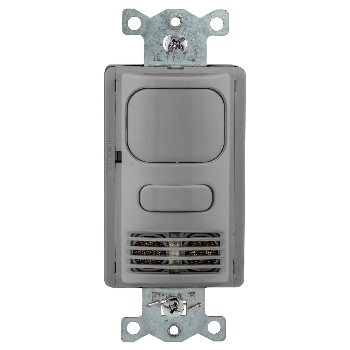 Occupancy Sensing Products, Wall Switch,Occupancy or Vacancy, Dual Tech, 1 Relay, 1000 Square Feet, 800WIncandescent, 1000W Fluorescent @ 120V AC, 1800W Fluorescent @ 277VAC,120/277V AC, With Photocell, Gray