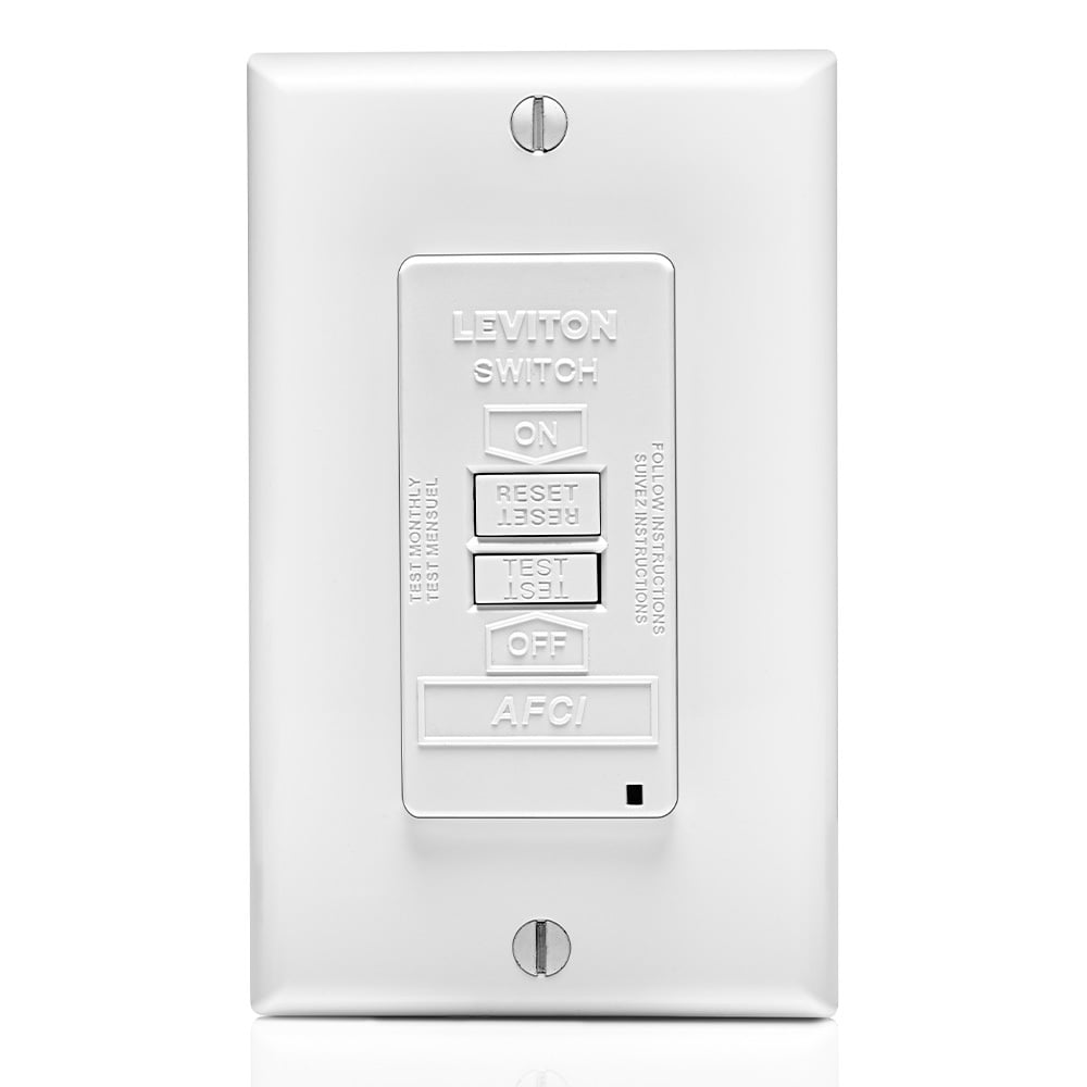 20A-125V. Smartlock Pro Slim Blank Face AFCI. Lighted. Feed-through. W/Ivory Test And Reset Buttons. Mounting Screws. Less Wallplate And Wallplate Screws. - White