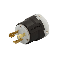 Eaton locking plug, #16-8 AWG, 30A, Industrial, 250V, Back wiring, Black, white, Ultra grip, L6-30, Two-pole, Three-wire, Nylon