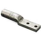 Tin Plated Aluminum Two-Hole NEMA Lugs - straight lug,  2/0 Stranded AL-CU, (2) bolt holes 9/16 inch Diameter on 1-3/4 inch Centers, installing dies TW-TY,  58,  297,  5/8-1.  Length  5-1/2 inch.  Pad 15/16 inch wide x 3-3/16 inch long x 15/64 inch thick.  Barrel  1-1/2 inch long x 11/16 inch Outside Diameter.  Oxide Inhibitor.  Olive Cap.