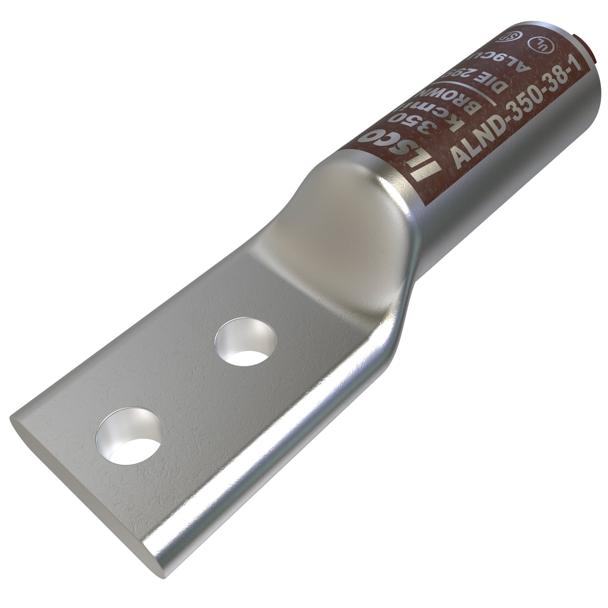 Surecrimp Aluminum Compression Lug, Conductor Size 400, 2 Holes, 1/2in Bolt Size, 1in Hole Spacing, Long Barrel, No Sight Window, Tin Plated, UL, CSA