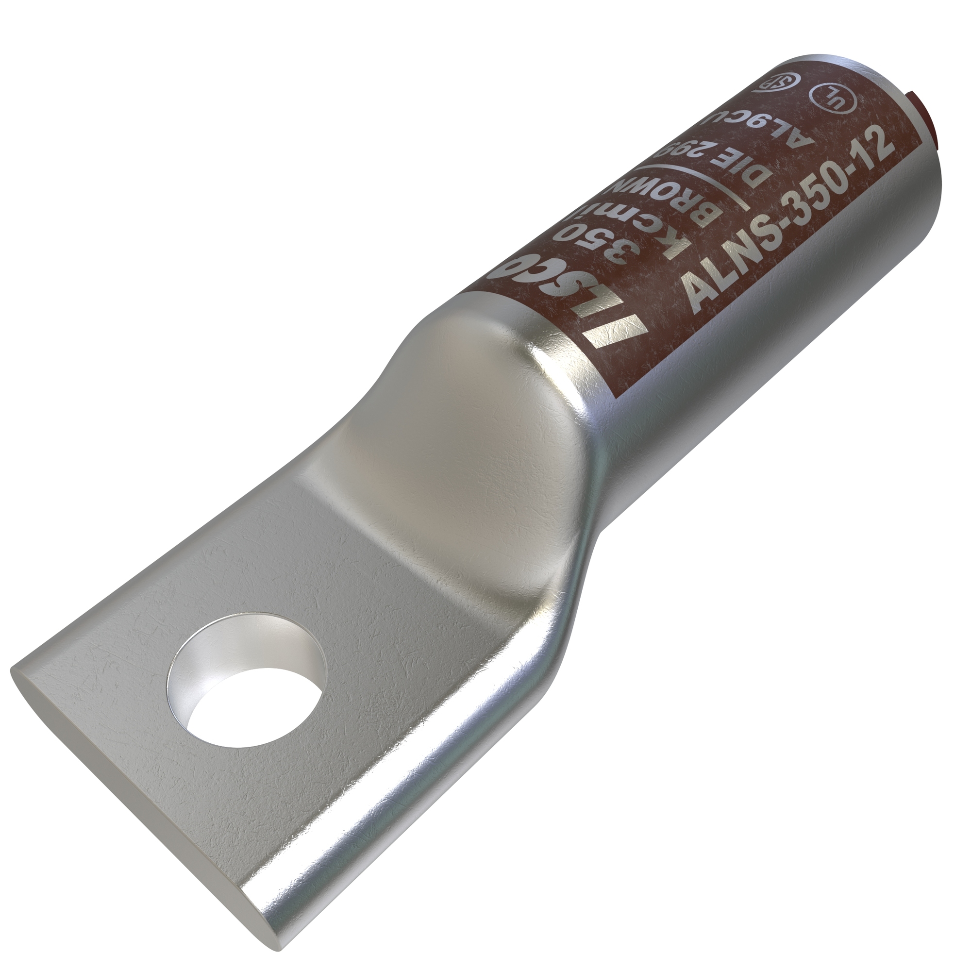 Surecrimp Aluminum Compression Lug, Conductor Size 2/0, 1 Hole, 3/8in Bolt Size, Long Barrel, No Sight Window, Tin Plated, UL, CSA