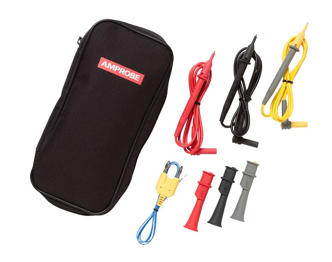 Whether you need an amp clamp for HVAC, general electrical or motor testing applications, this Clamp Meter features a large backlit display and has the features you need. HVAC technicians will find the temperature and capacitance measurements they need plus DC Microamps for testing flame sensors. It also had core motor testing capabilities such as motor rotation, 3-phase sequence testing, and inrush current measurement for motor start-up monitoring. The low pass filter allows you to accurately measure current and voltage on variable frequency drives. The Amp-Tip function allows for precise measurement of current down to the tenth of an Amp, enabling accurate current measurement of both large and small diameter wires. It also offers a full range of standard multimeter features, including AC-DC current, AC- DC voltage, frequency, True-RMS, non-contact voltage detection, resistance, continuity and a CAT III 600 V safety rating.