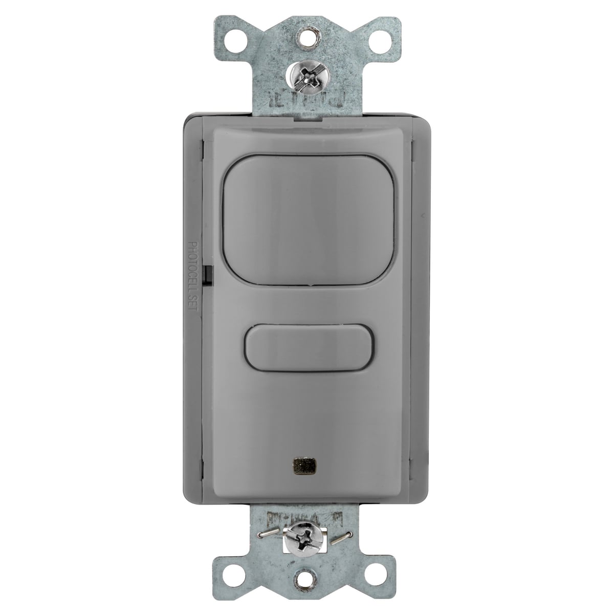 Occupancy Sensing Products, Wall Switch,Occupancy or Vacancy, Passive Infrared, 1 Relay, 1000 Square Feet, 800WIncandescent, 1000W Fluorescent @ 120V AC, 1800W Fluorescent @277VAC,120/277V AC, With Photocell, Gray