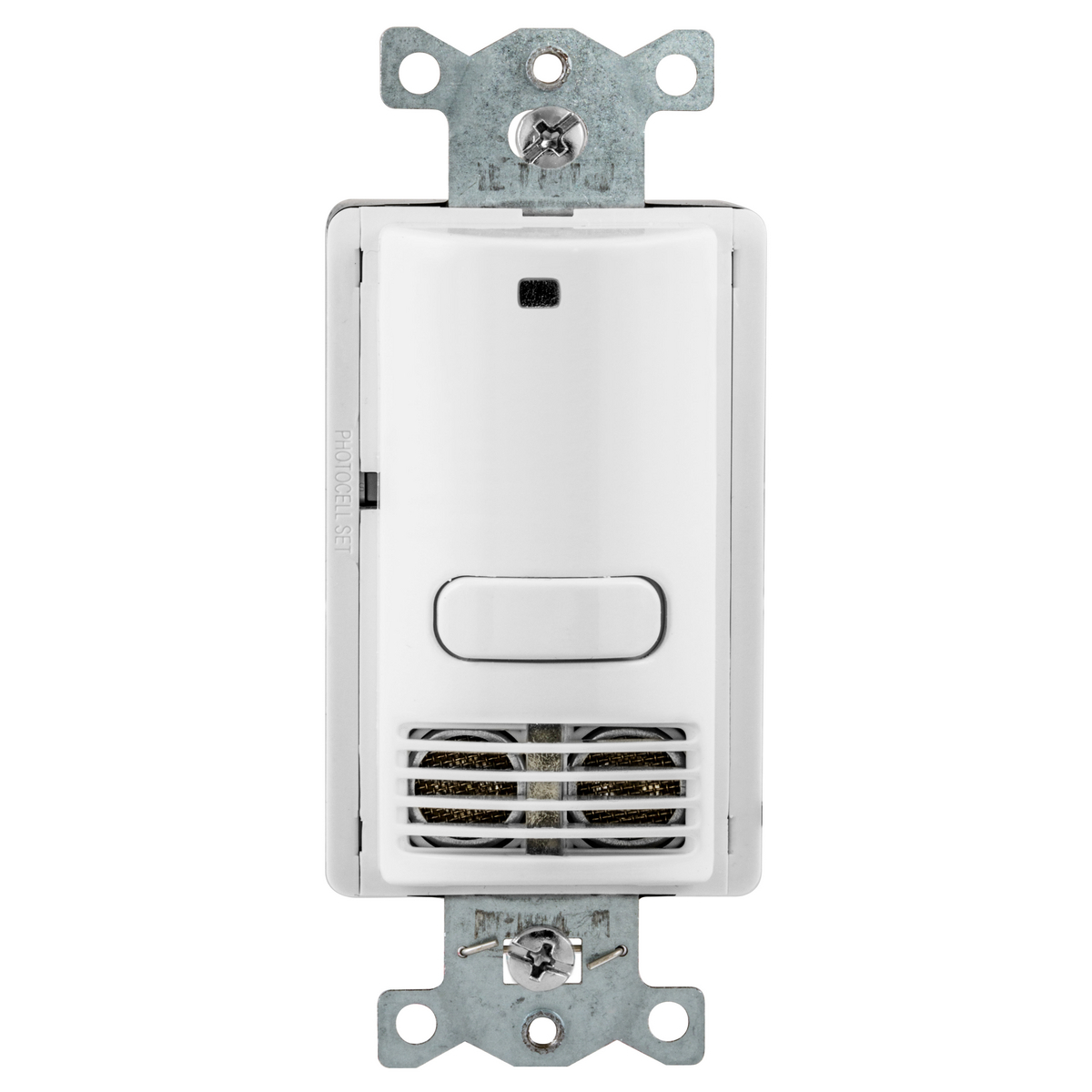 Occupancy Sensing Products, Wall Switch,Occupancy or Vacancy, Ultrasonic, 1 Relay, 1000 Square Feet,800WIncandescent, 1000W Fluorescent @ 120V AC, 1800W Fluorescent @ 277VAC, 120/277V AC, With Photocell, White