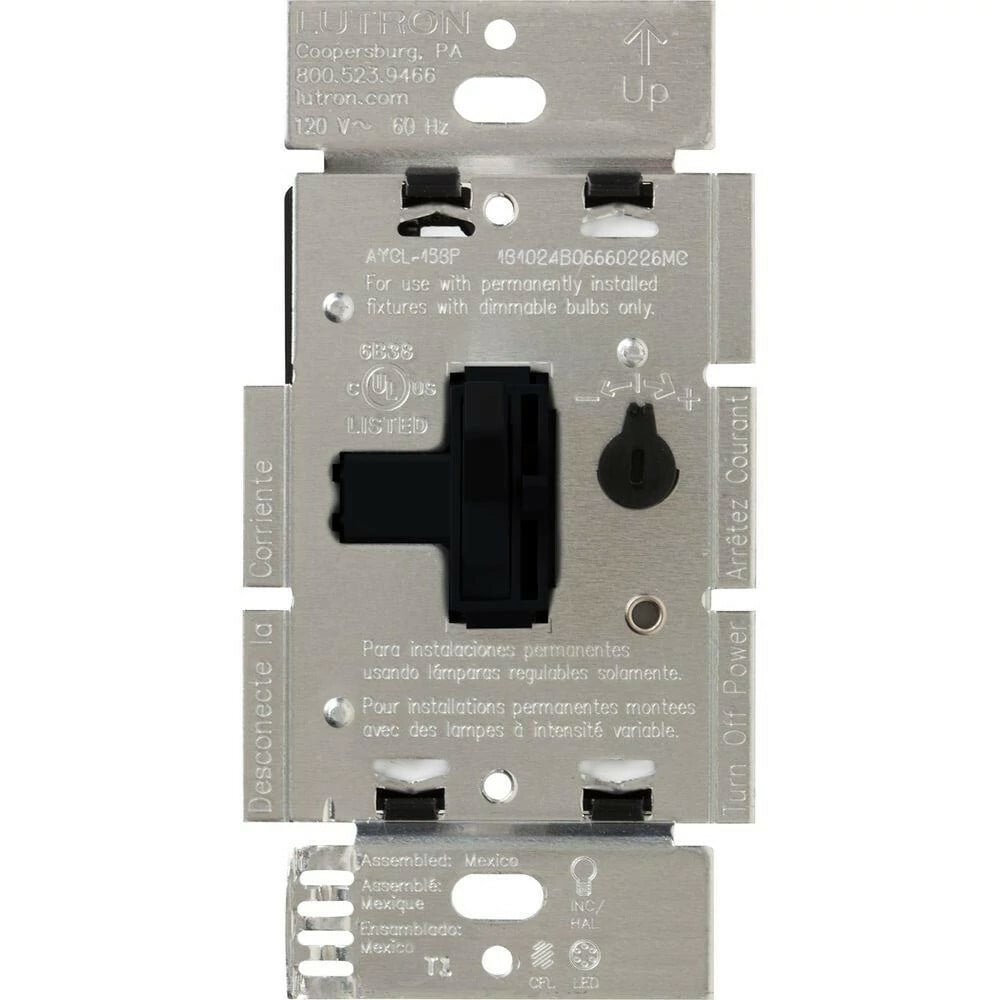 Ariadni Dimmer for 250W CFL/LED, 600W inc/hal, or Lutron Hi-Lume A-Series LTE LED Driver in black