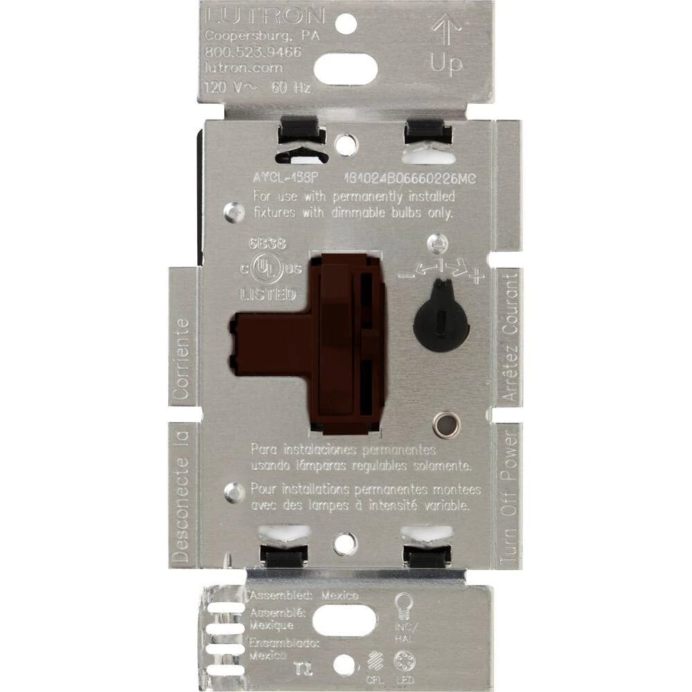 Ariadni Dimmer for 250W CFL/LED, 600W inc/hal, or Lutron Hi-Lume A-Series LTE LED Driver in brown