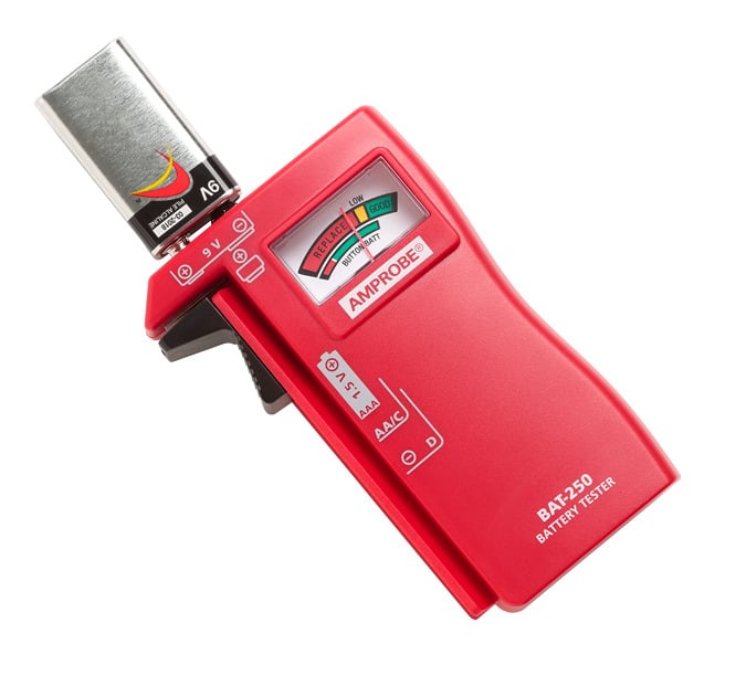 This Amprobe Battery Tester is designed for one-handed, comfortable and reliable battery measurements. The uniquely designed tester offers an ergonomic slider and a v-shaped side cradle to better hold batteries in place during testing and a contoured case shape that fits neatly in your hand. Testing your batteries has never been easier.
