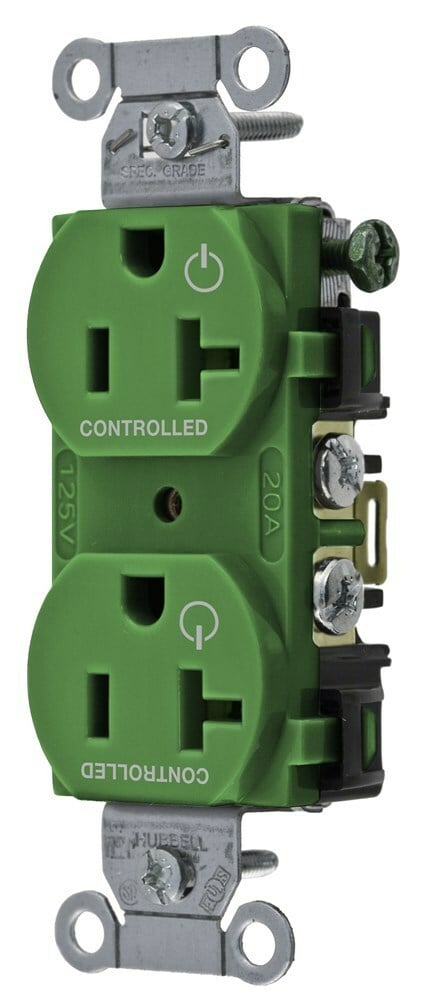 2/2 CONTROLLED 20A 125V, B/S, DUP, GN