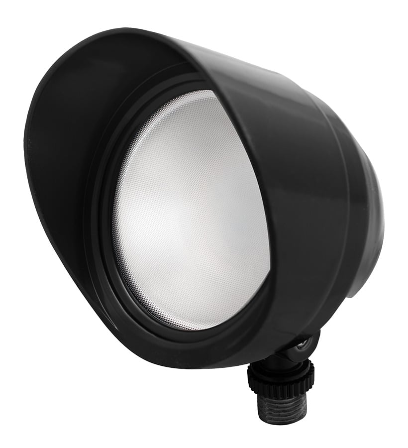 Bullet Flood, 12W, 5000k, LED 120V with Hood & Lens, Black