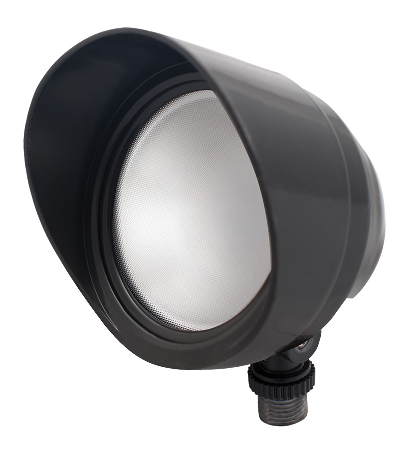 Bullet Flood, 12W, 3000k, LED 120V with Hood & Lens, Bronze