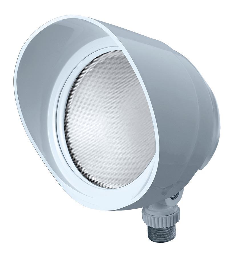 Bullet Flood, 12W, 3000k, LED 120V with Hood & Lens, White