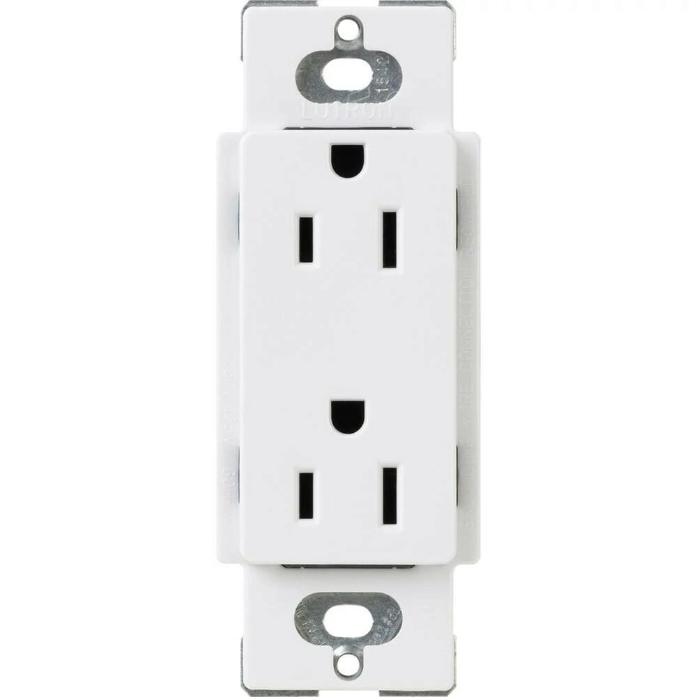 Lutron Claro Tamper-Resistant Duplex Receptacle, 15 Amp, White