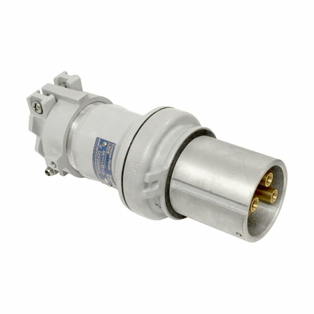 Eaton Crouse-Hinds series PowerMate CCP plug, 200A, 0.875-1.906", Two-wire, three-pole, Style 2, Copper-free aluminum, 600 Vac/250 Vdc