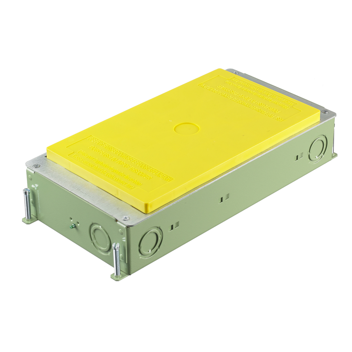 Concrete Floorboxes, Galvanized Stamped Steel Box, Recessed, 2-Gang CFB Series Box for Rectangular Covers, 2.50" Minimum Depth of Pour, Corrosion Resistant Paint