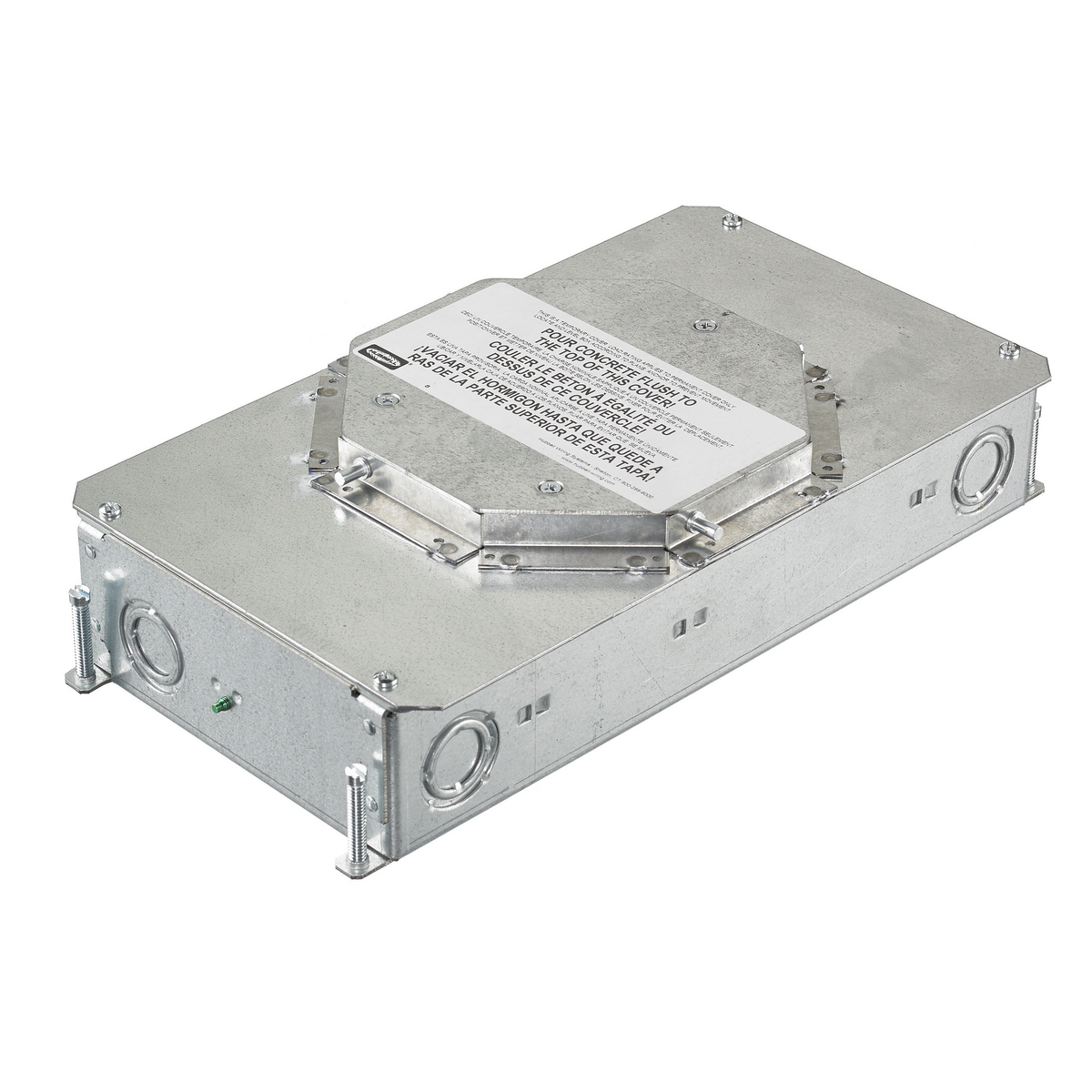 Concrete Floorboxes, Galvanized Stamped Steel Box, Recessed, 2-Gang CFB Series Box for Round Covers, 3.25" Minimum Depth of Pour