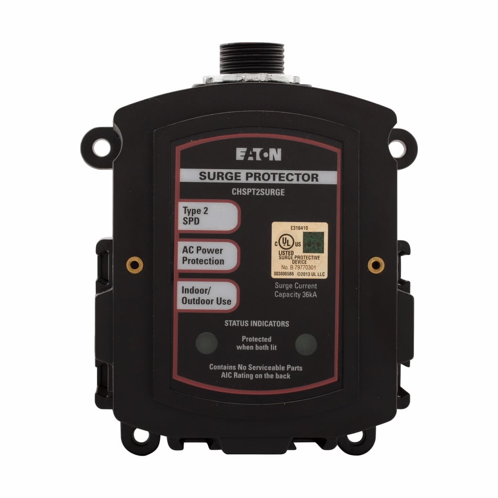 Eaton SPD Type 2 CHSP Service Entrance Surge Protection, 120/240V line, 150V L-N, 300V L-L MCOV, 700V L-N, 1200V L-L, 900V N-G, 700V L-G VPR, 22 kA SCCR, NEMA 4, Single-phase, 60 Hz, 5 kA nominal current discharge, 36 kA surge current
