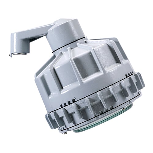 Explosionproof Luminaire, Cylindrical Dust-Ignitionproof Factory Sealed, Series: CMLED, 120 to 277 VAC, 95.5/92 W Fixture, 0.9/0.36 A, LED Lamp, 60000 hr Average Life, 5650 K Color Temperature, 70 CRI, Polycarbonate Lens, 8982 Lumens, NEMA 3R/4X/5/IP66/IP67 Enclosure, Stanchion Mounting, Cast Copper Free Aluminum Housing Material, Painted Gray Baked Epoxy Clad Housing Finish, 14.4 in L x 13 in W Dimensions