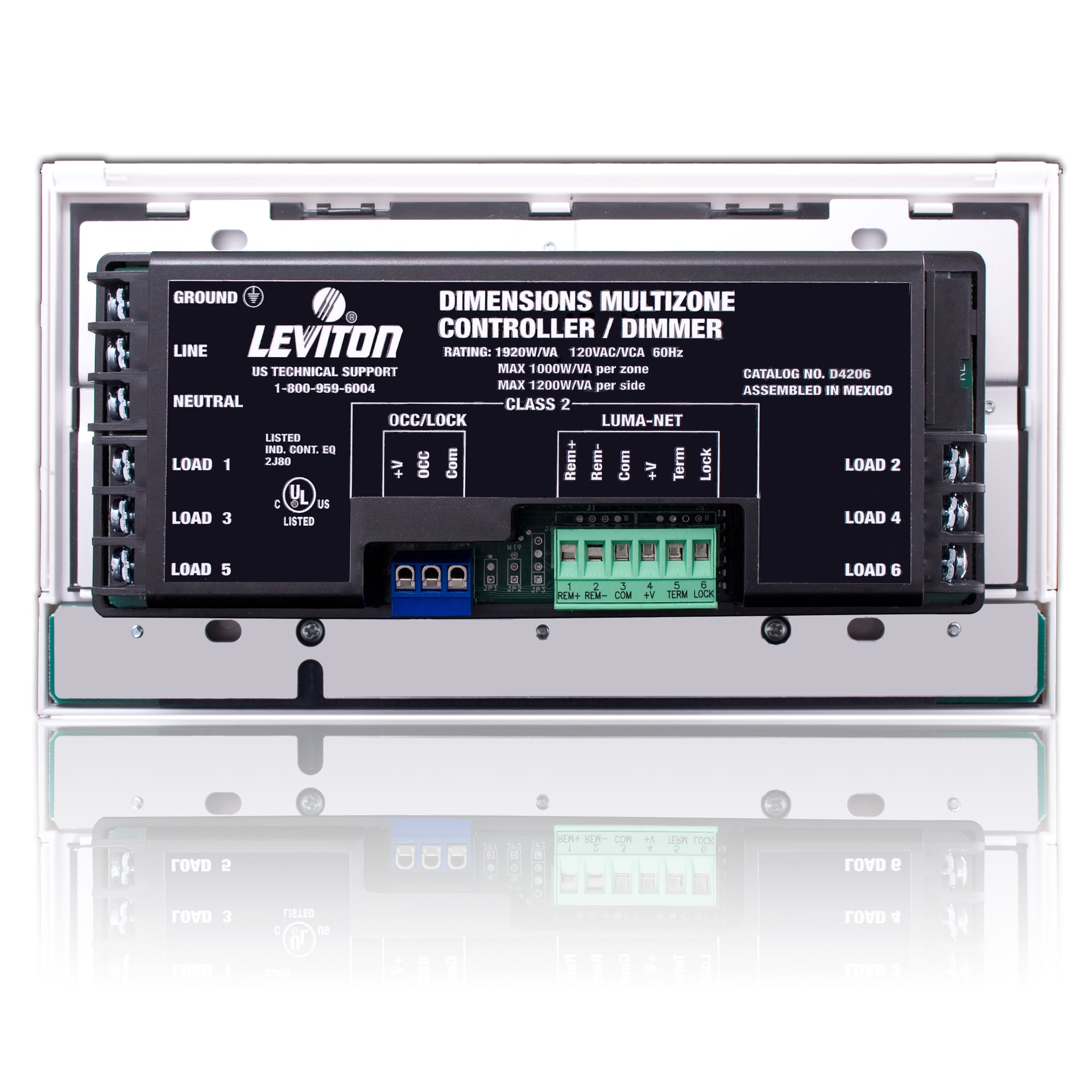 Dimensions D4206 Lighting Controller for Luma-Net system. 6 120V Dimmers. 32 Channels. 20A 120V Input.