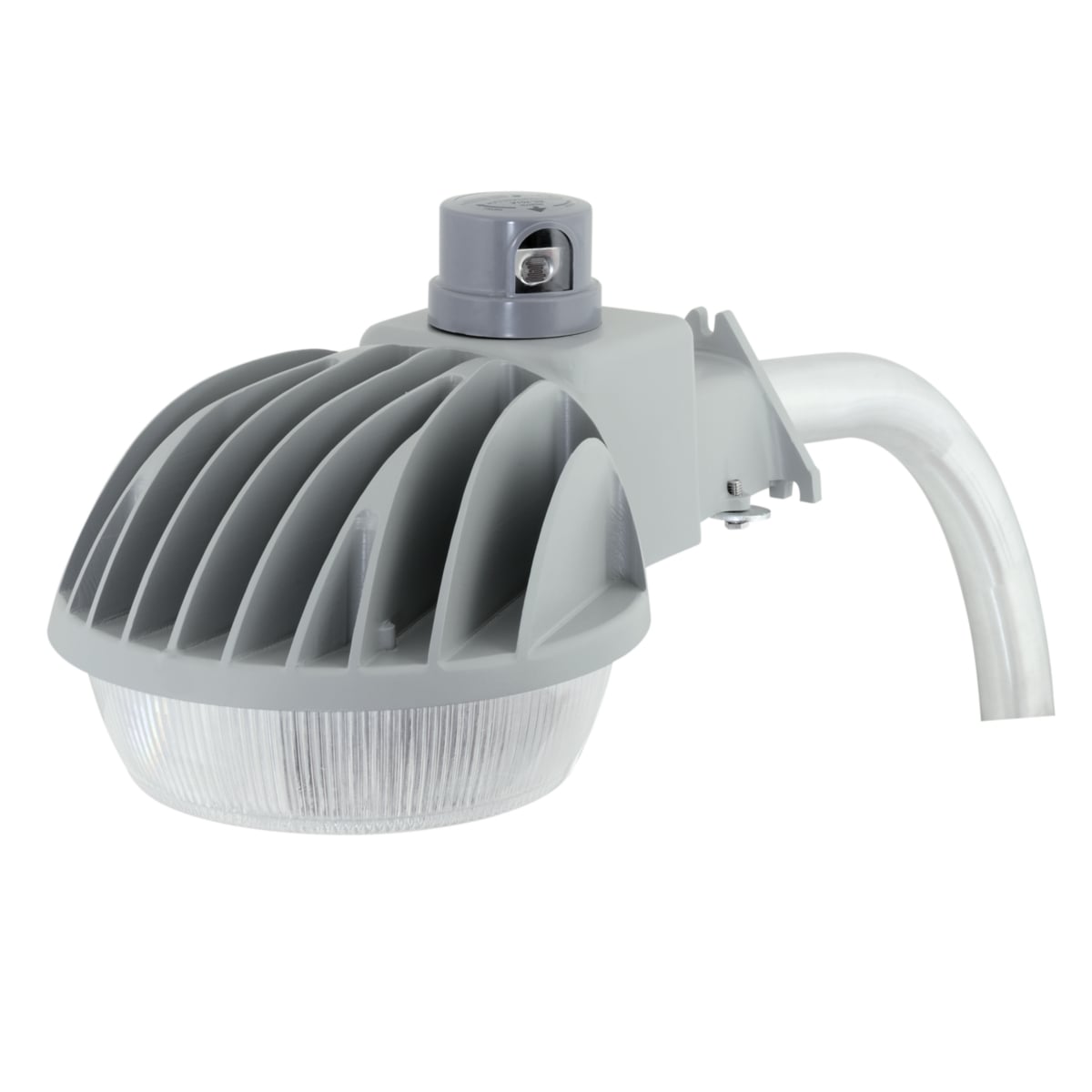 Dusk-to-dawn wall mount application that offers H.I.D. energy savings and safety/security lighting.