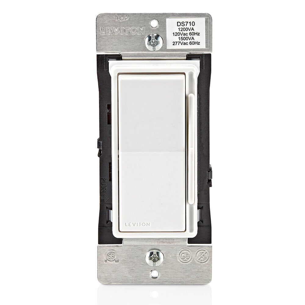 Decora Rocker-Slide 1200VA-120VAC,1500VA-277VAC Fluorescent Dimmer for Mark 7 and Quicktronic Helios Ballasts, 60Hz, Single Pole or 3-Way - White, Ivory & Light Almond