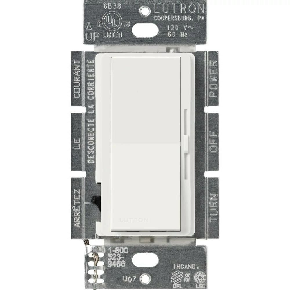 Diva satin dimmer for 250W CFL/LED, 600W inc/hal, or Lutron Hi-Lume A-Series LTE LED Driver in snow