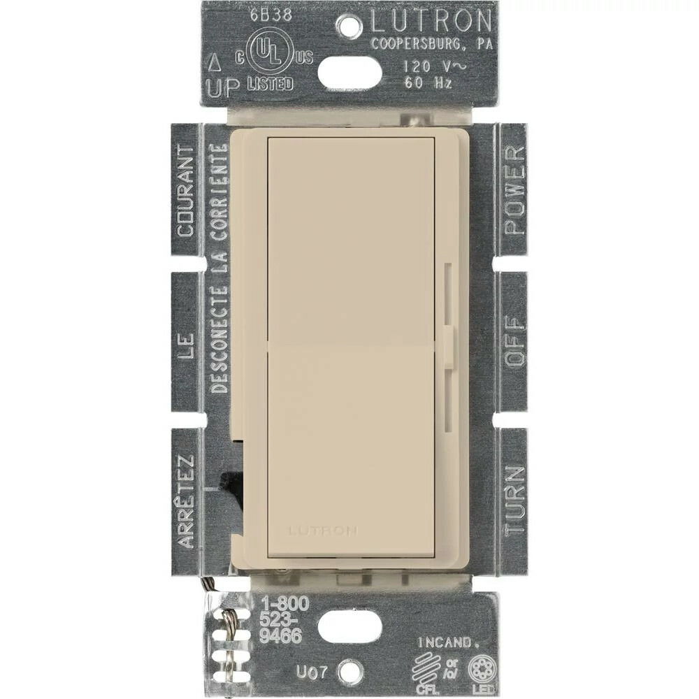 Diva satin dimmer for 250W CFL/LED, 600W inc/hal, or Lutron Hi-Lume A-Series LTE LED Driver in taupe