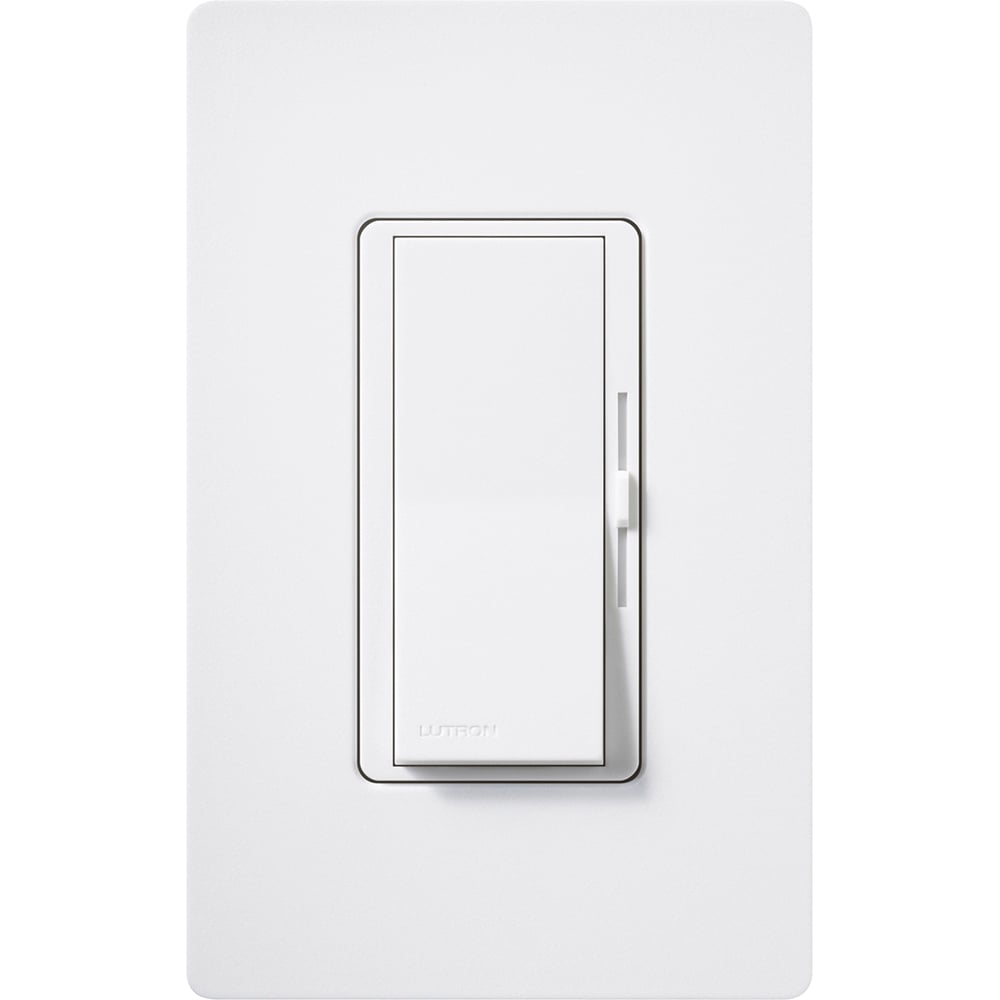 Diva Dimmer - Satin Finish, Fluorescent or LED Dimming with 0-10V Ballasts and Drivers, Single-pole/3-way, 120-277V/50mA/8A in snow